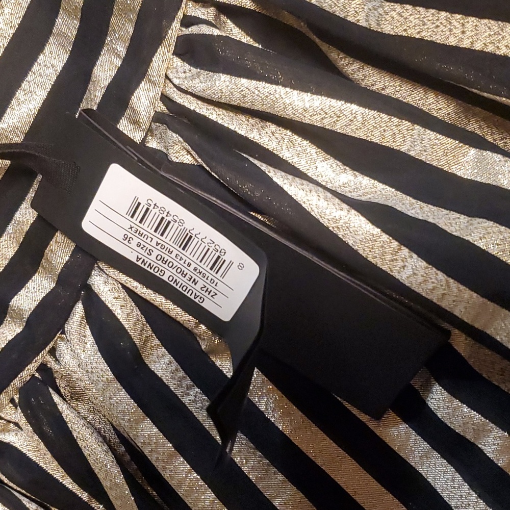 Nwt Pinko black and gold metallic stripe skirt sz  36 - Picture 2 of 9